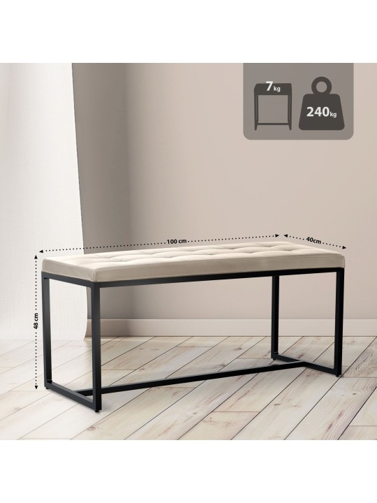 Bænk Barci B imiteret læder, creme