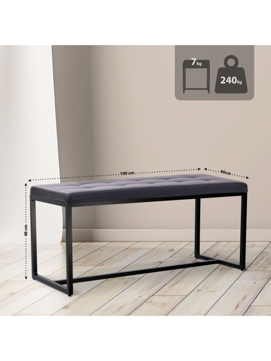 Bænk Barci B imiteret læder, sort