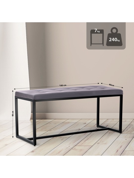 Bænk Barci B imiteret læder, grå Bænk Barci B imiteret læder, grå