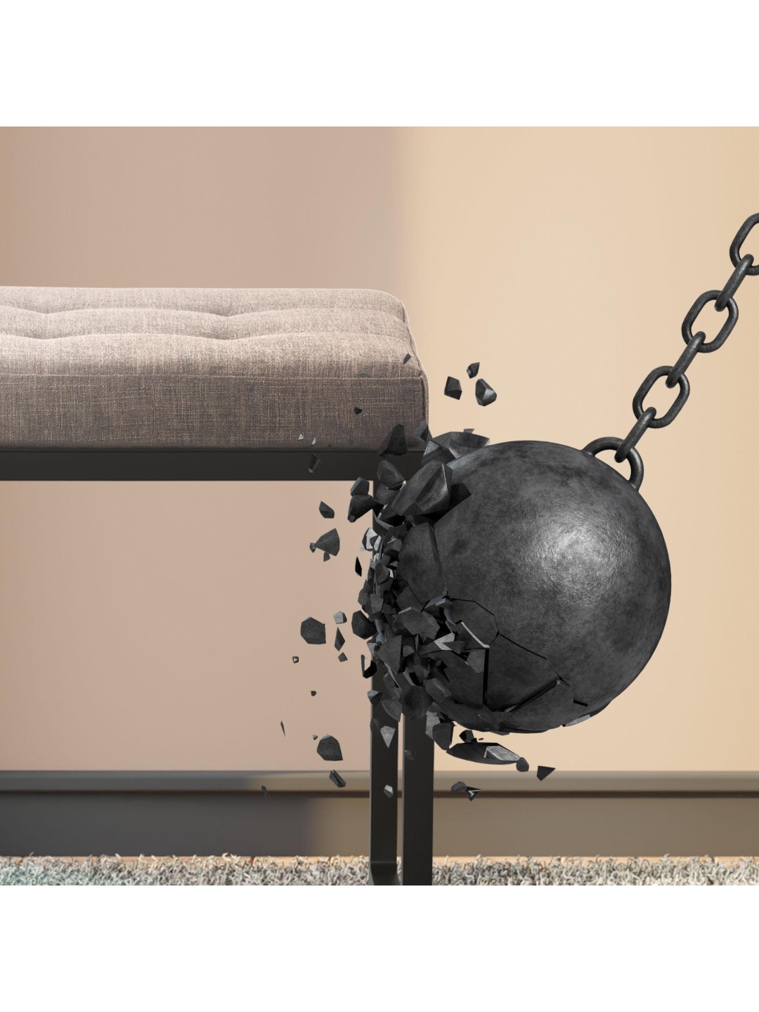 Bænk Barci B stof, grå