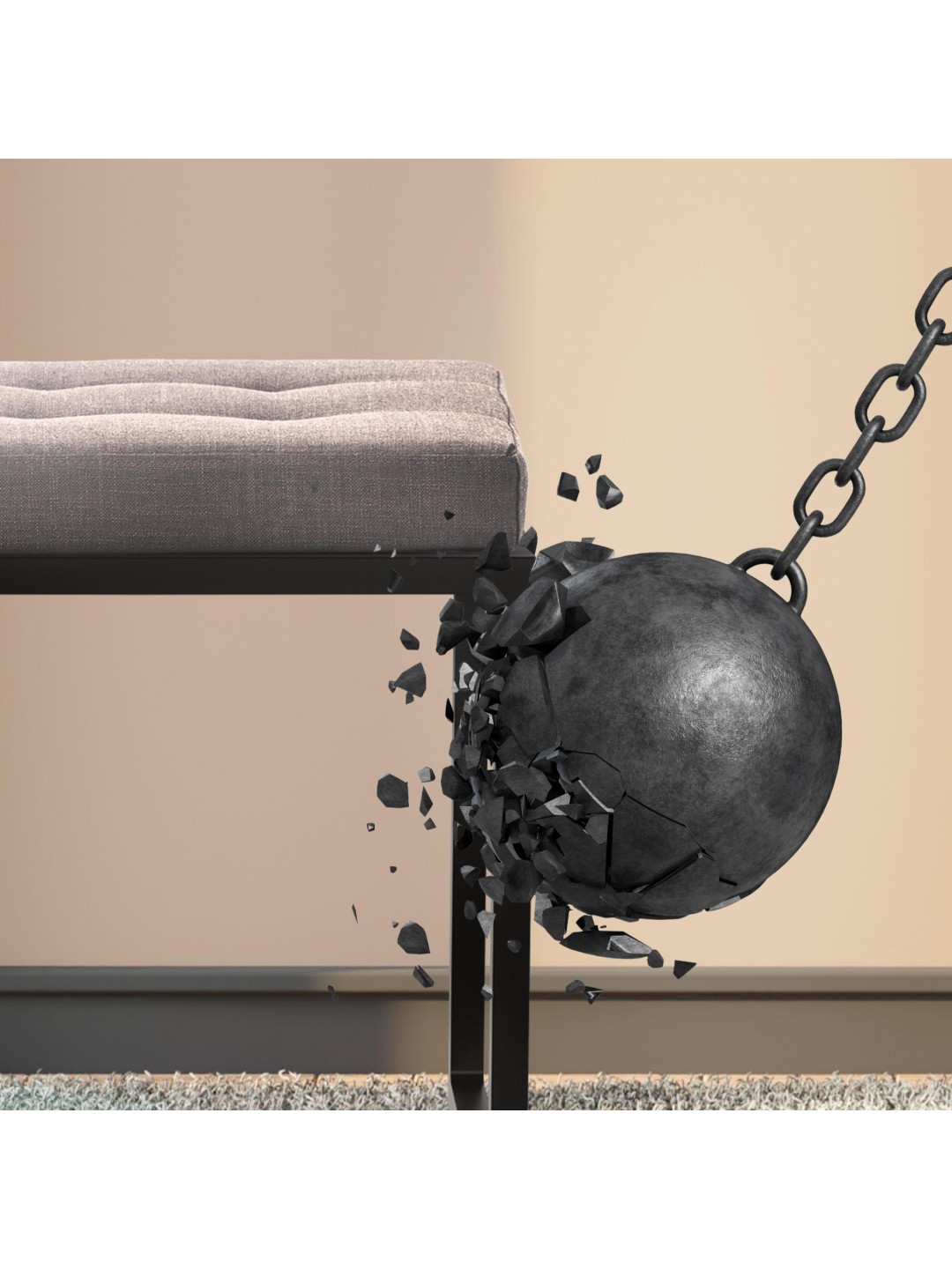 Bænk Barci B stof, mørkegrå