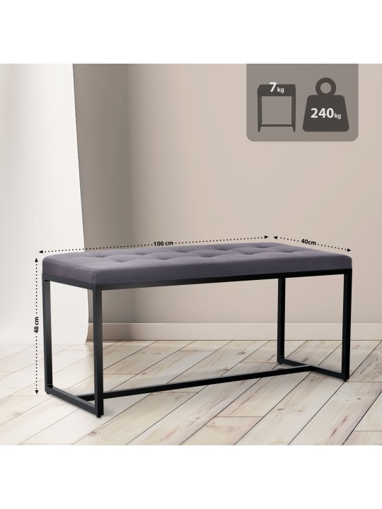 Bænk Barci B stof, mørkegrå Bænk Barci B stof, mørkegrå
