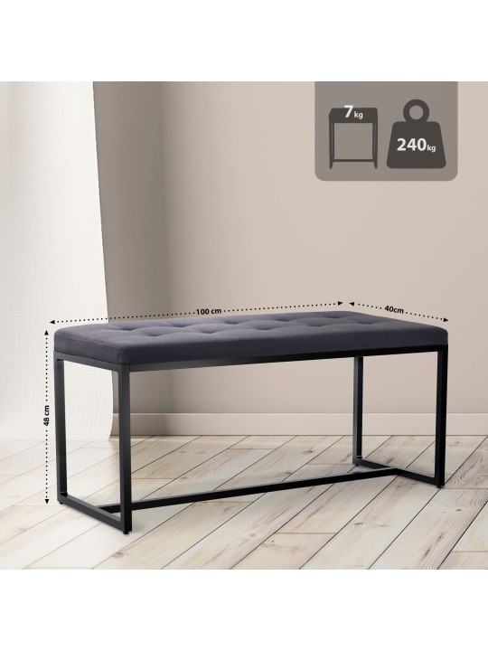 Bænk Barci B stof, sort Bænk Barci B stof, sort