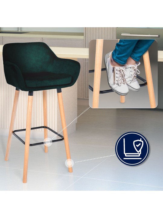 Sæt med 2 barstole Grant velvet, grøn