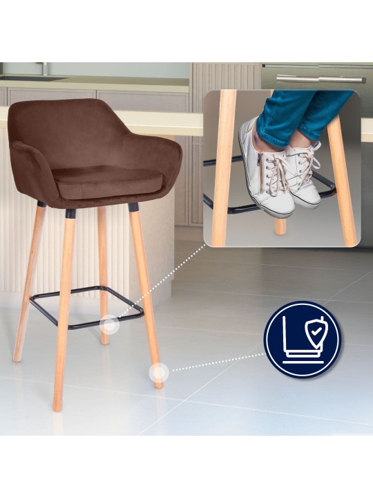 Sæt med 2 barstole Grant velvet, kaffe