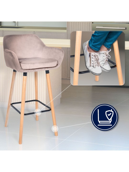 Sæt med 2 barstole Grant velvet, lysegrå Sæt med 2 barstole Grant velvet, lysegrå