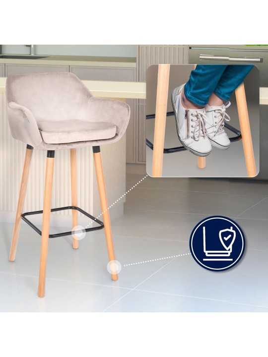 Sæt med 2 barstole Grant velvet, creme Sæt med 2 barstole Grant velvet, creme