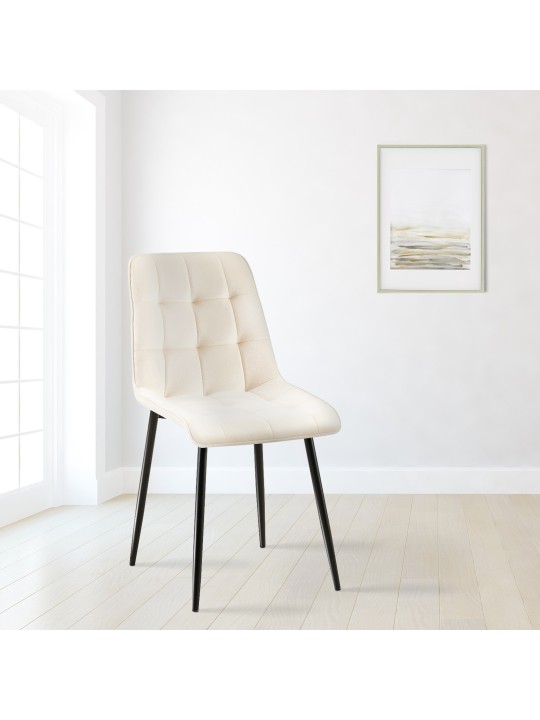 Sæt med 2 spisestuestole Gifford velvet, creme