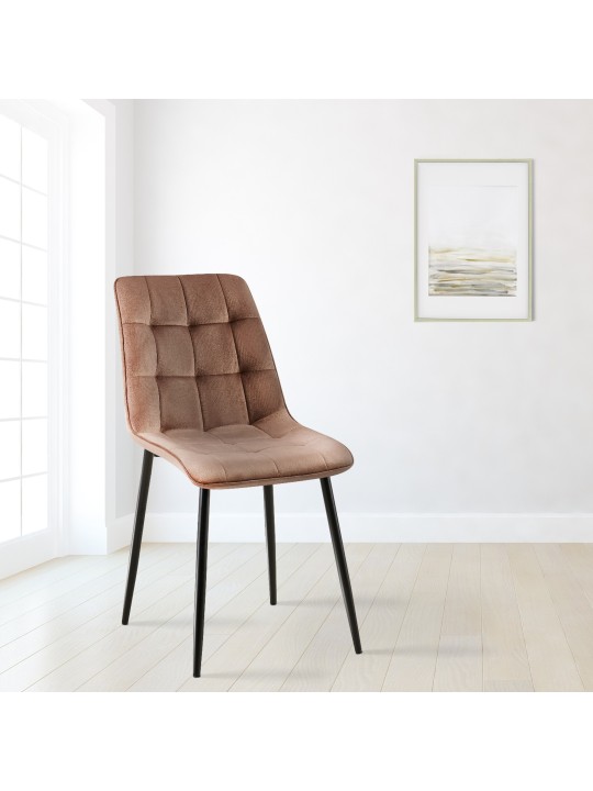 Sæt med 2 spisestuestole Gifford velvet, brun