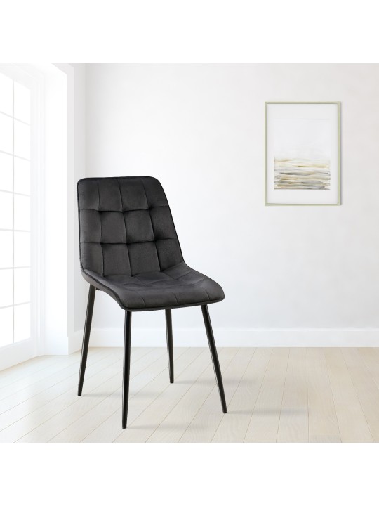 Sæt med 2 spisestuestole Gifford velvet, sort