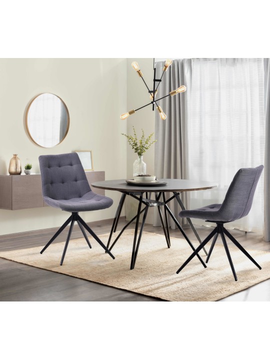 Sæt med 2 spisestuestole Merna stof, mørkegrå Sæt med 2 spisestuestole Merna stof, mørkegrå