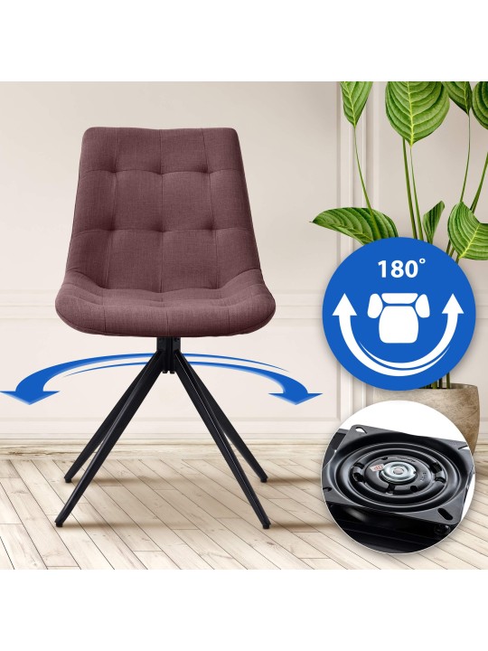 Sæt med 2 spisestuestole Merna stof, brun Sæt med 2 spisestuestole Merna stof, brun