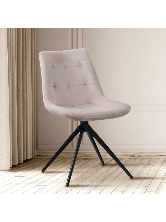 Sæt med 2 spisestuestole Merna velvet, creme