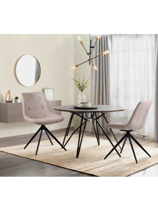 Sæt med 2 spisestuestole Merna velvet, creme