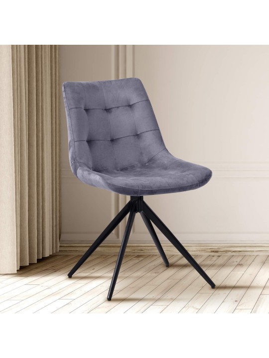 Sæt med 2 spisestuestole Merna velvet, mørkegrå