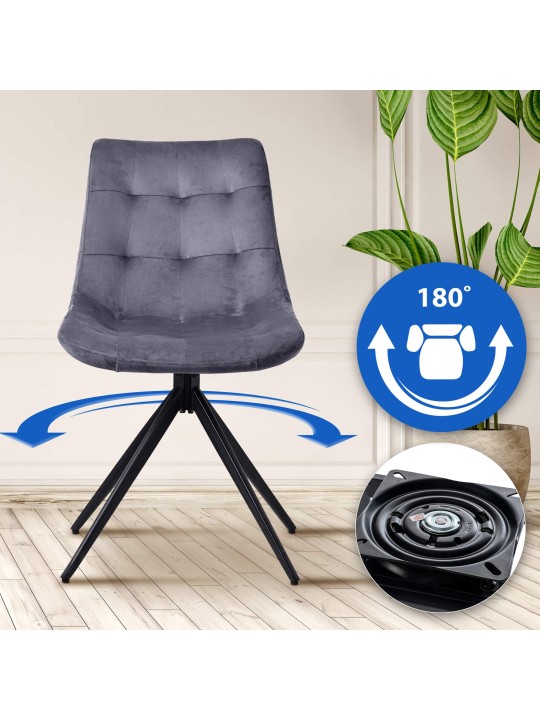 Sæt med 2 spisestuestole Merna velvet, mørkegrå