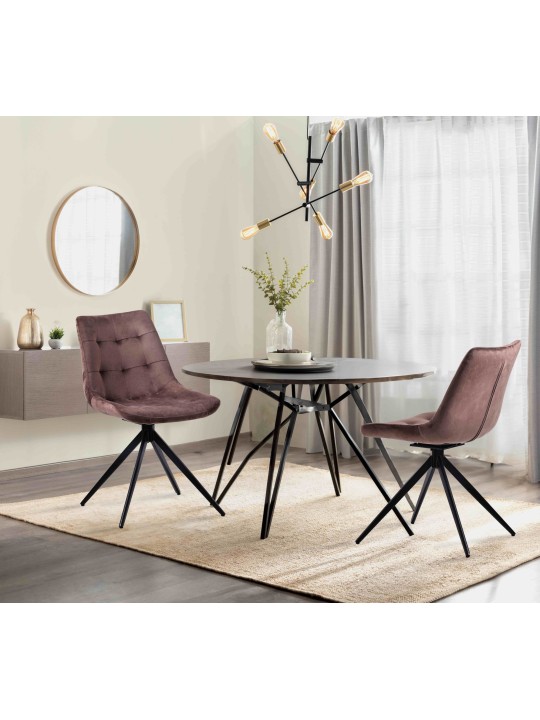 Sæt med 2 spisestuestole Merna velvet, brun Sæt med 2 spisestuestole Merna velvet, brun