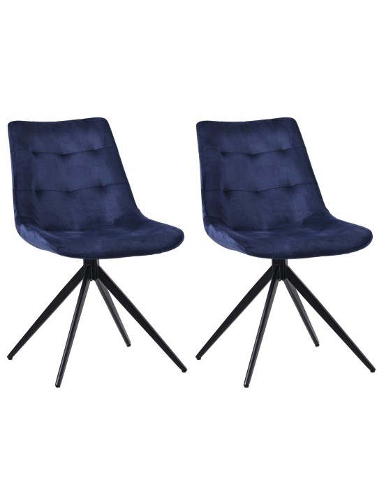 Sæt med 2 spisestuestole Merna velvet, mørkeblå