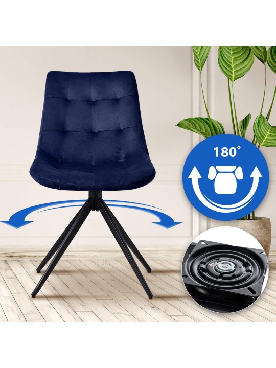 Sæt med 2 spisestuestole Merna velvet, mørkeblå