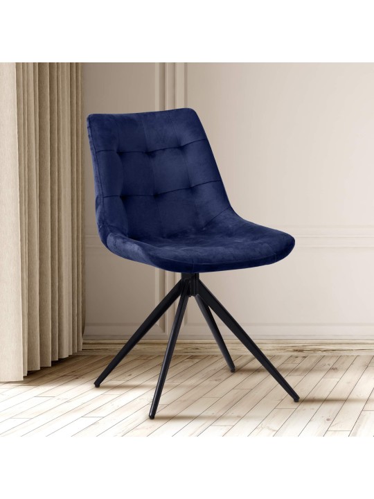 Sæt med 2 spisestuestole Merna velvet, mørkeblå