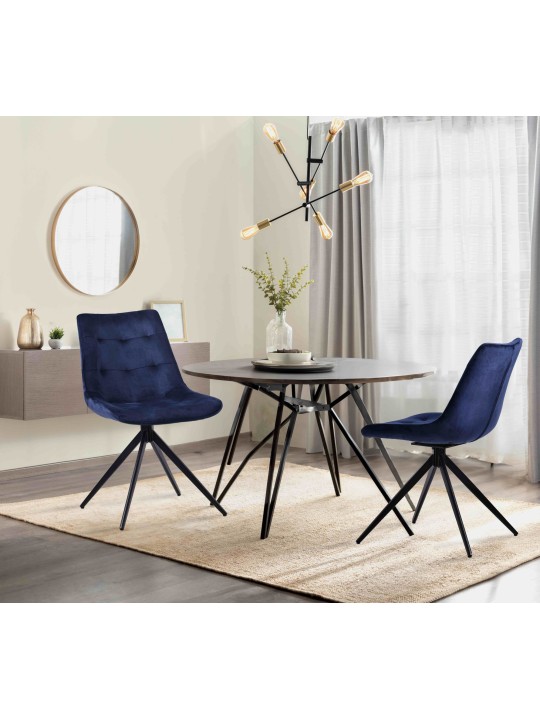 Sæt med 2 spisestuestole Merna velvet, mørkeblå