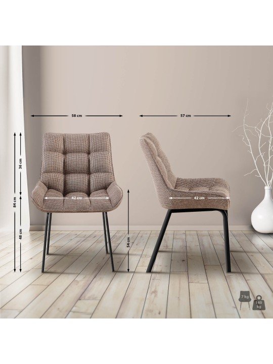 Sæt med 2 stole Saranda stof, terrabrun