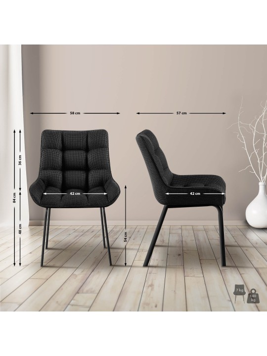 Sæt med 2 stole Saranda stof, titangrå