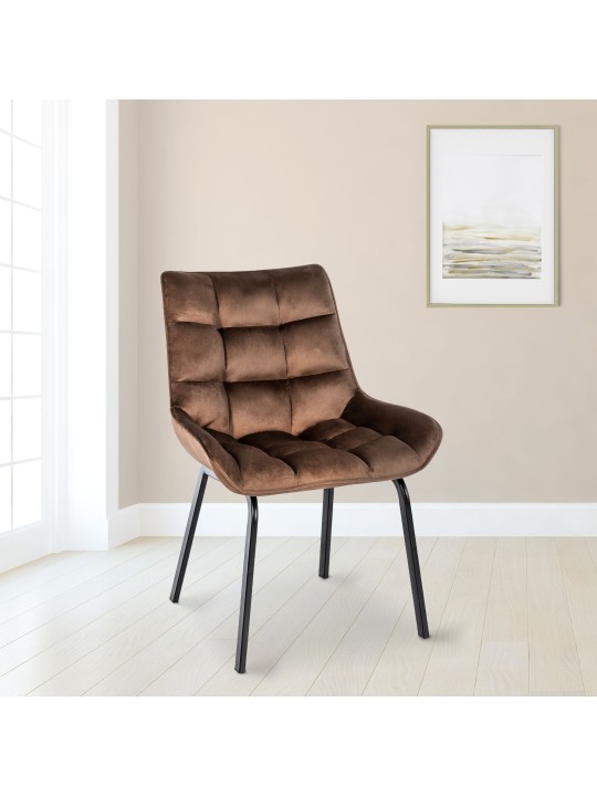 Sæt med 2 stole Saranda fløjl, brun