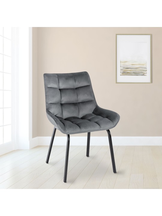 Sæt med 2 stole Saranda fløjl, mørkegrå