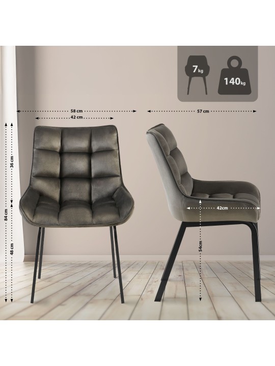 Sæt med 2 stole Saranda fløjl, antracit Sæt med 2 stole Saranda fløjl, antracit