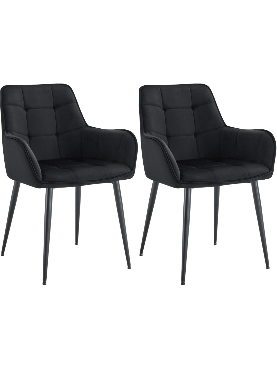 Sæt med 2 Ferndale spisestuestole i fløjl, sort