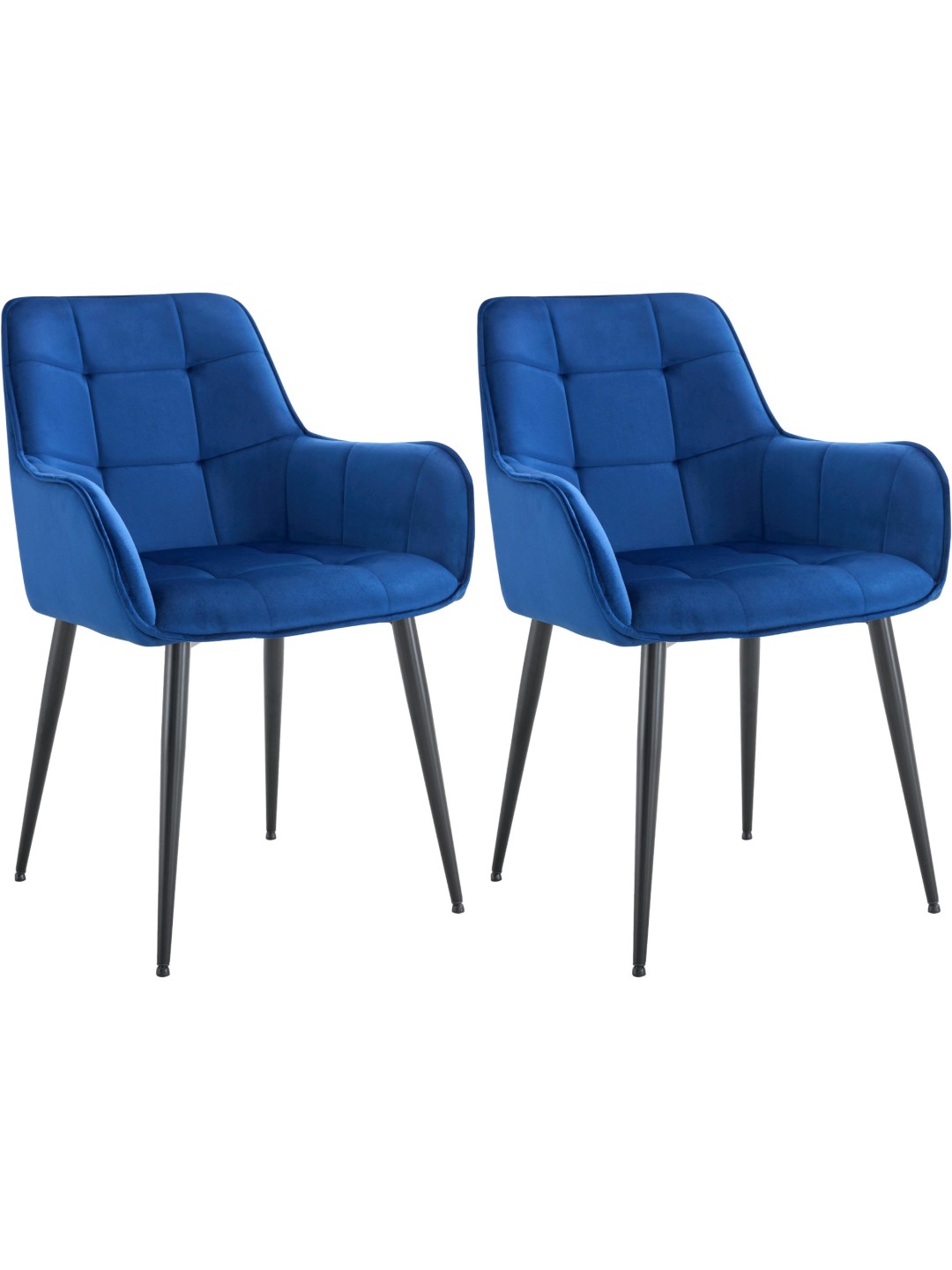 Sæt med 2 Ferndale spisestuestole i fløjl, mørkeblå