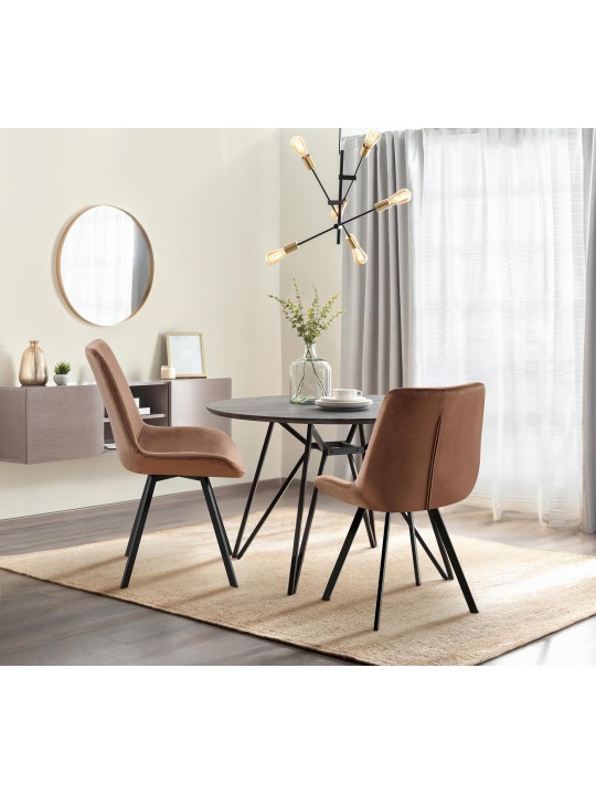 Sæt med 2 spisestuestole Lewes velvet, brun Sæt med 2 spisestuestole Lewes velvet, brun