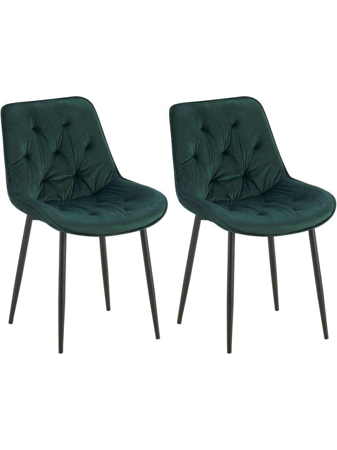 Sæt med 2 spisestuestole Wallace velvet, grøn