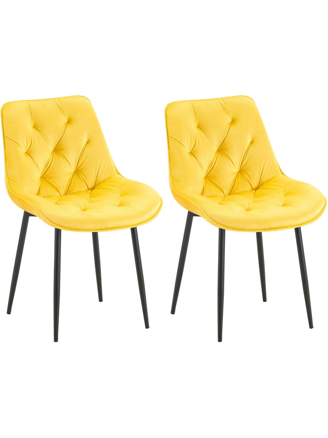 Sæt med 2 spisestuestole Wallace velvet, gul