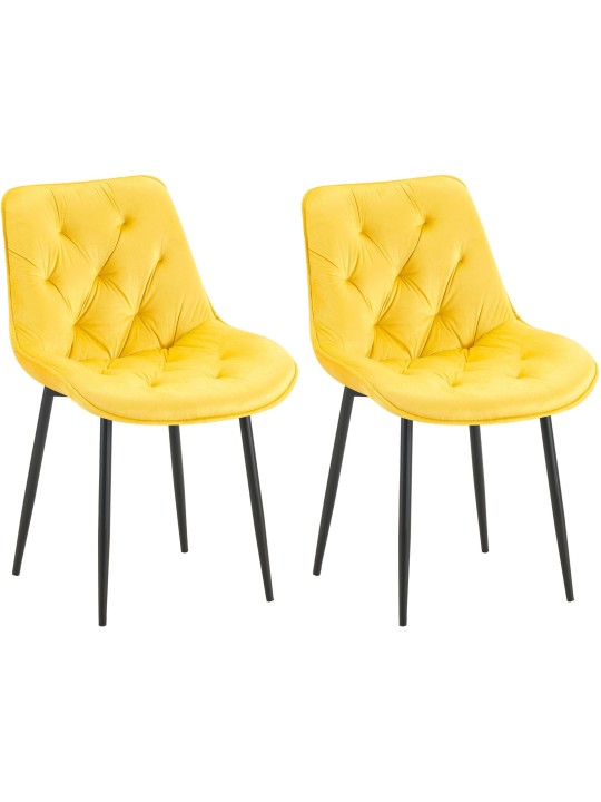 Sæt med 2 spisestuestole Wallace velvet, gul