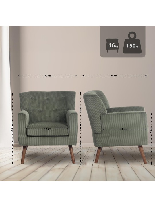 Lænestol Kioni Cord, grøn