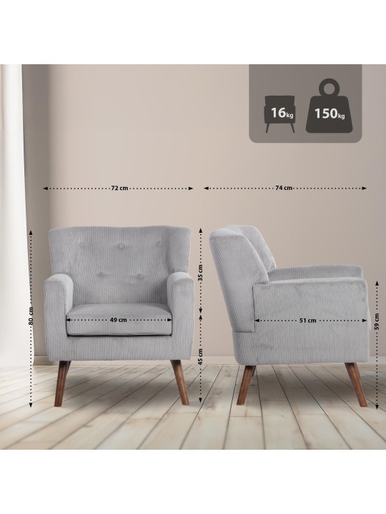 Lænestol Kioni Cord, grå Lænestol Kioni Cord, grå