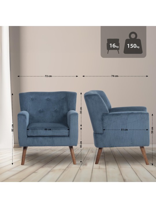 Lænestol Kioni Cord, blå