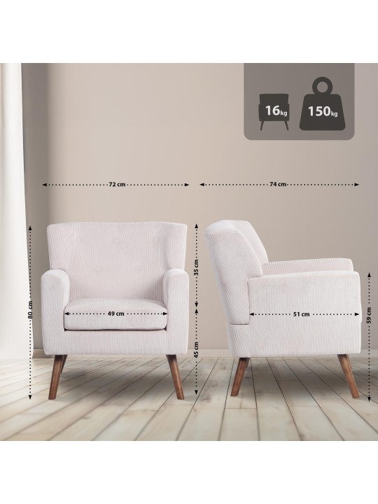 Lænestol Kioni Cord, creme