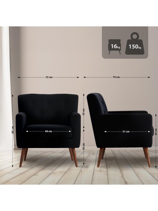 Lænestol Kioni Cord, sort