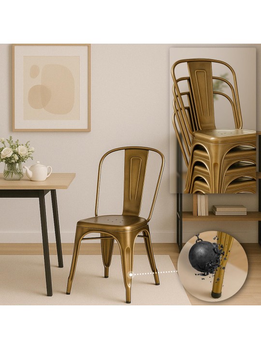 Sæt med 4 stole Benedikt, guld