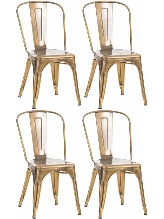 Sæt med 4 stole Benedikt, guld