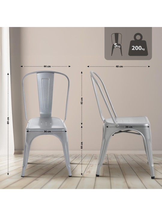 Sæt med 4 stole Benedikt, sølv Sæt med 4 stole Benedikt, sølv