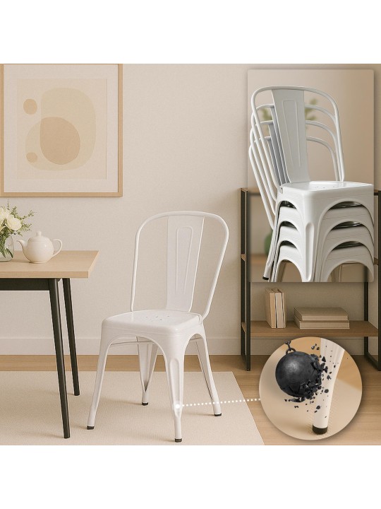 Sæt med 4 stole Benedikt, hvid