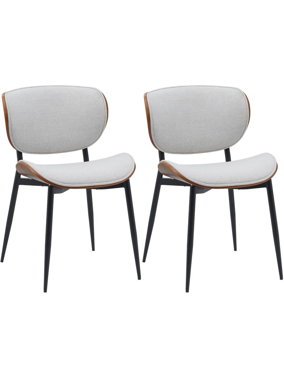 Sæt med 2 spisestuestole Enid stof, valnød/creme