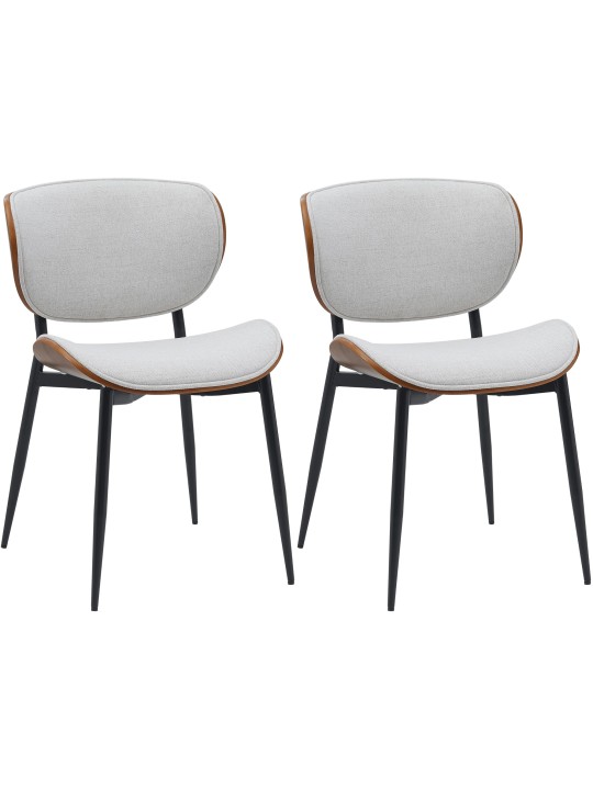 Sæt med 2 spisestuestole Enid stof, valnød/creme