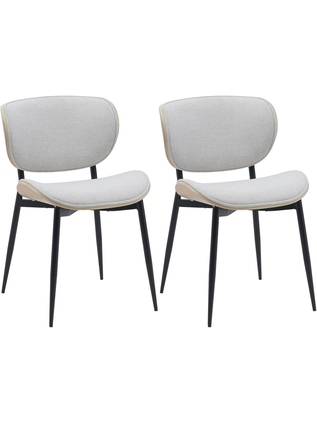 Sæt med 2 spisestuestole Enid stof, natur/creme