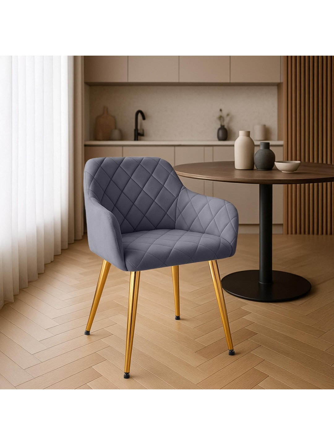 Sæt med 2 spisestuestole Monett velvet G, mørkegrå