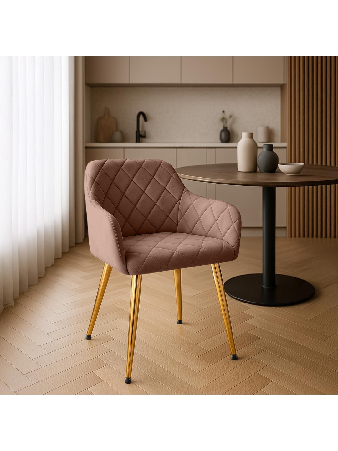 Sæt med 2 spisestuestole Monett velvet G, brun